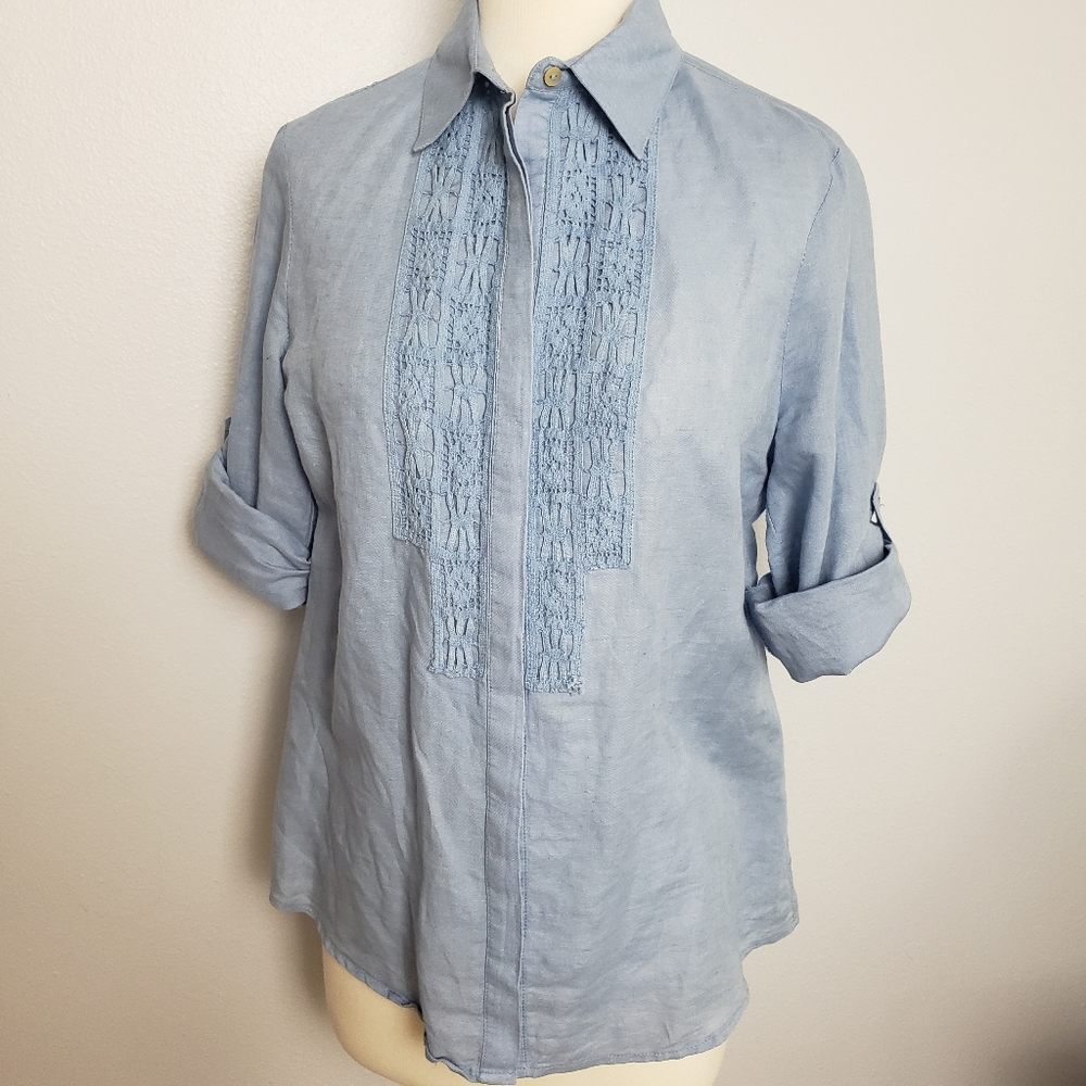 Max Studio Linen blend button down XS RN # 58822 - Picture 8 of 8